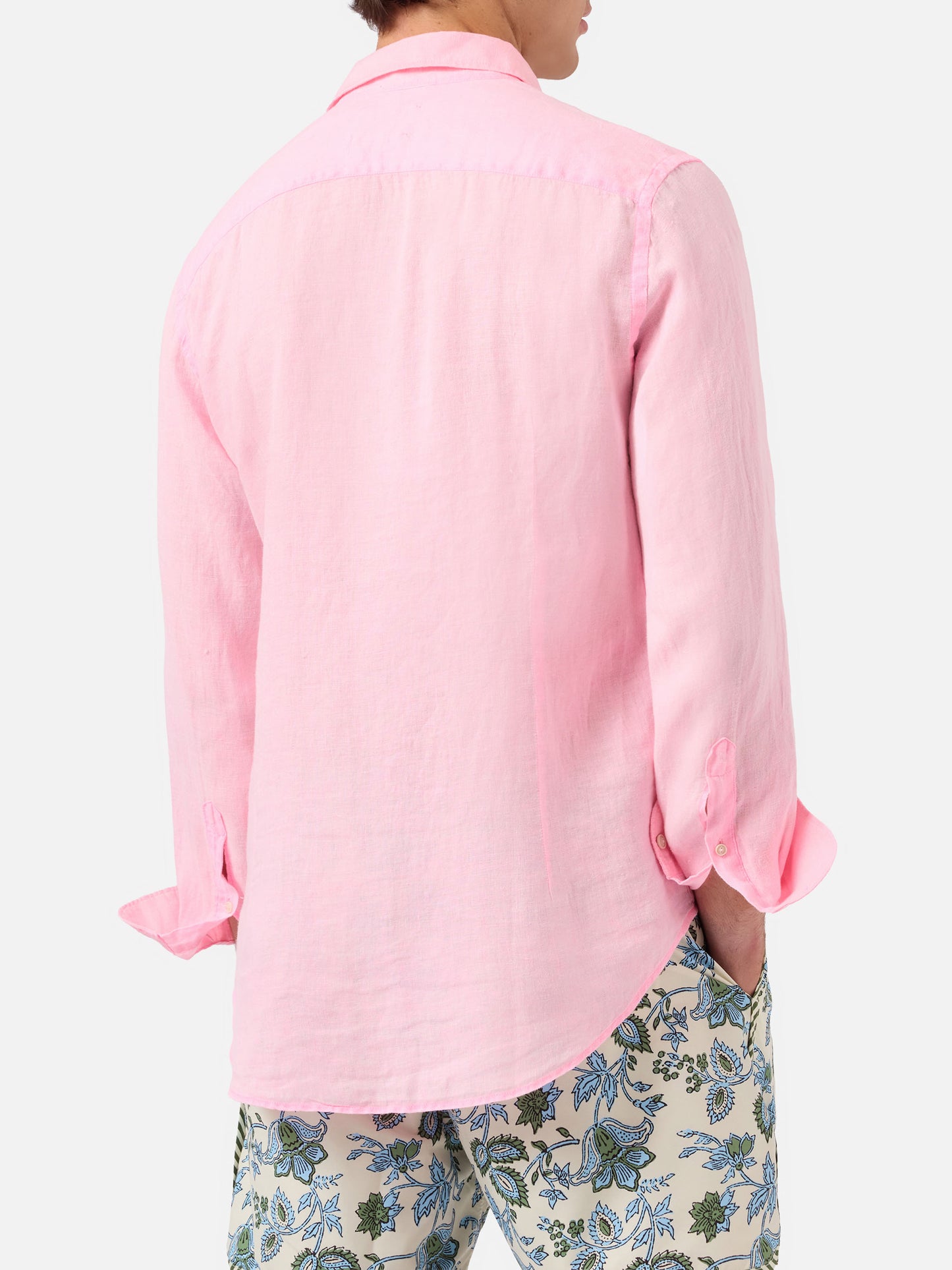 Chemise en lin rose fluo Pamplona 