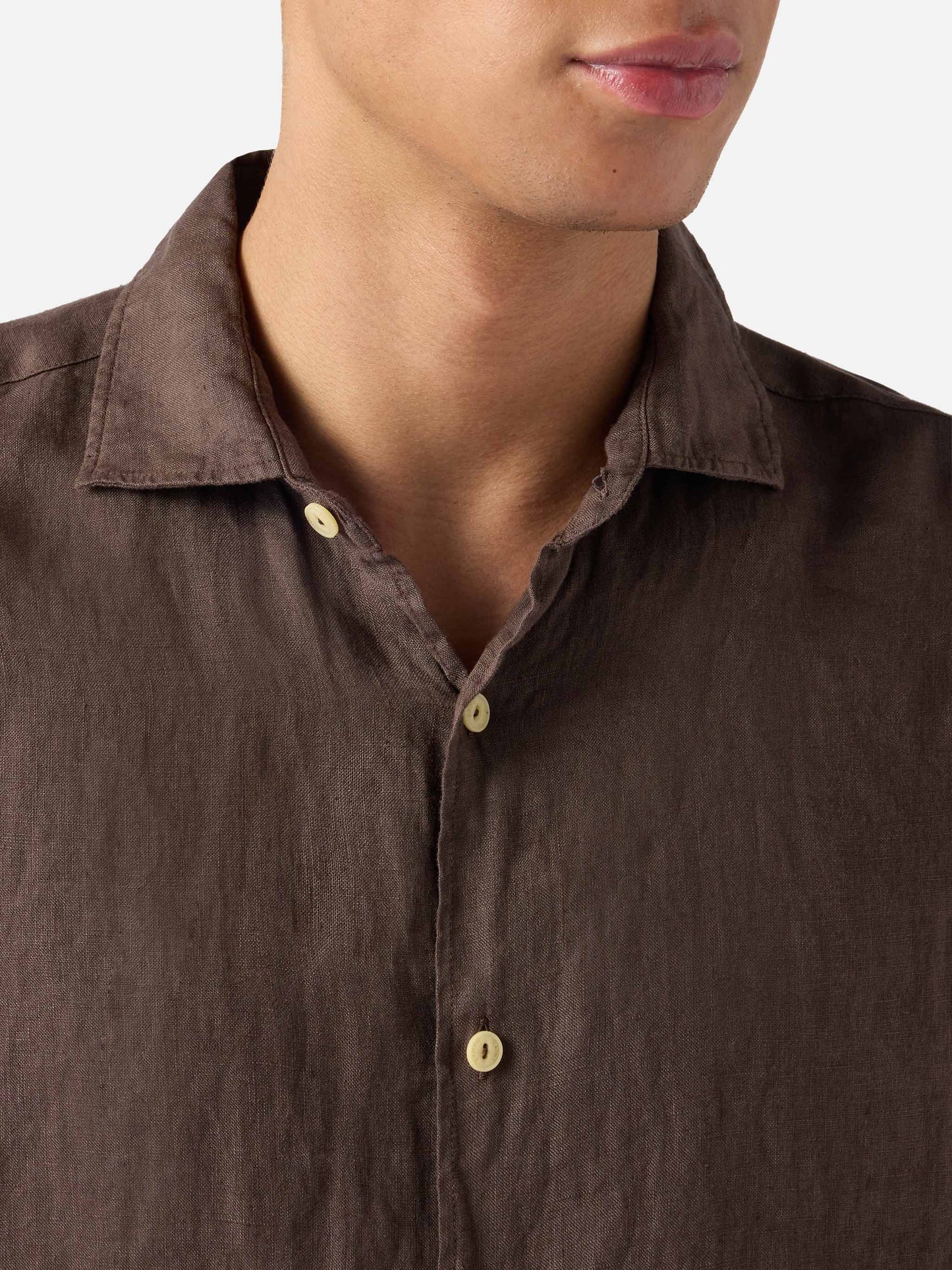 Brown Pamplona shirt in pure linen