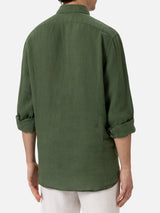 Military green linen shirt Pamplona