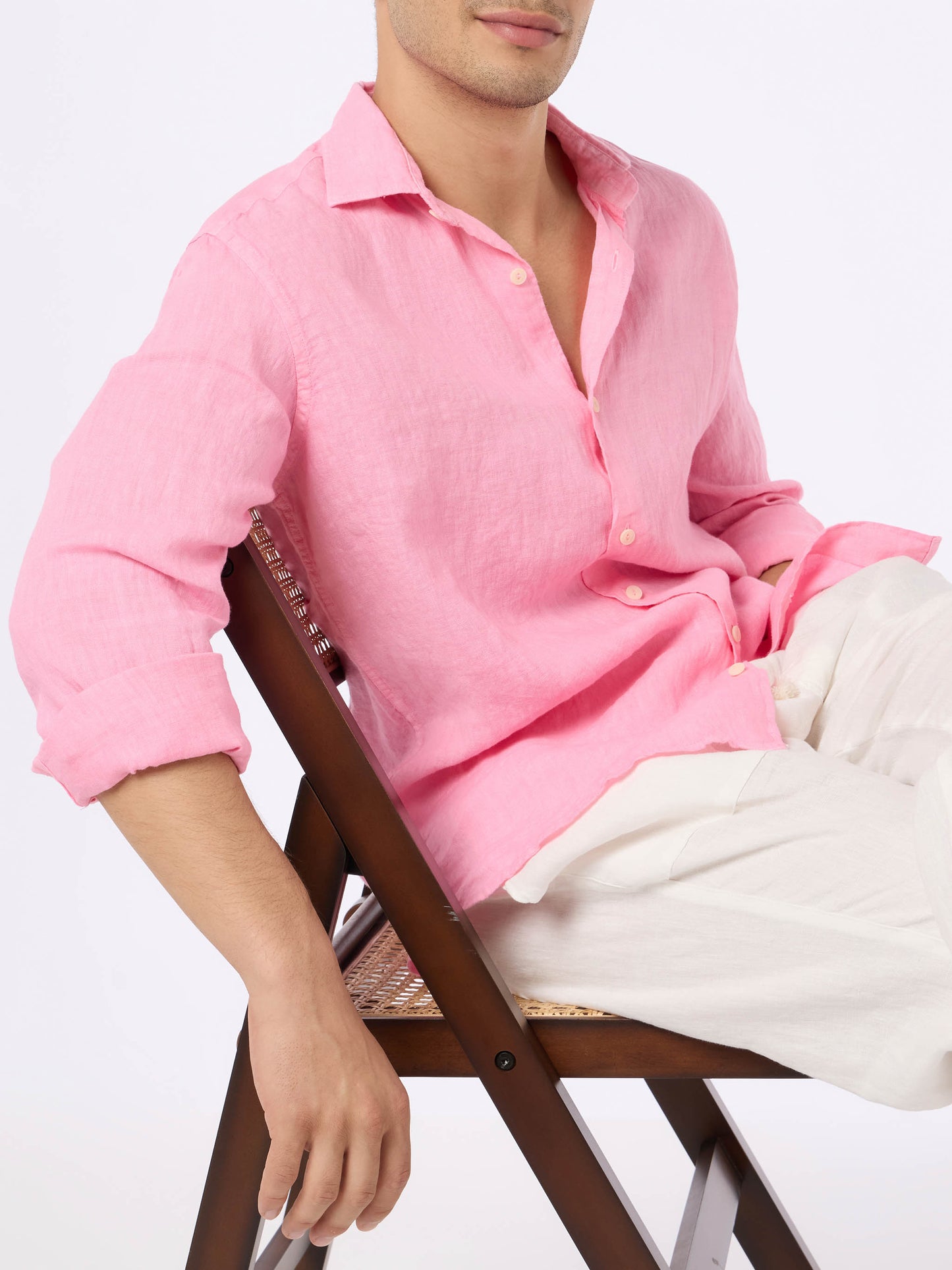 Camicia Pamplona in lino rosa