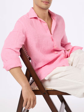 Camicia Pamplona in lino rosa