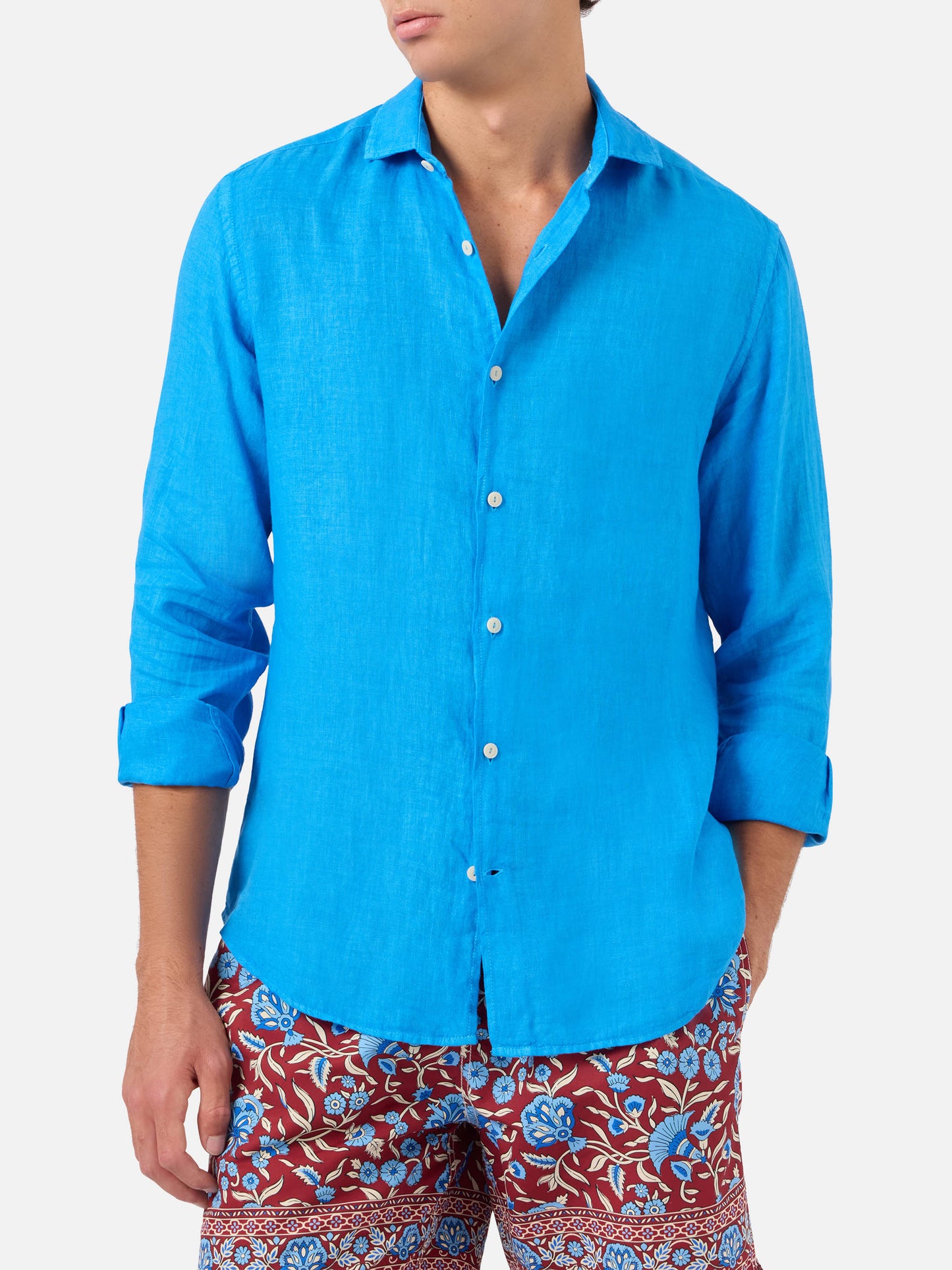Leinenhemd Pamplona watercolor bluette 