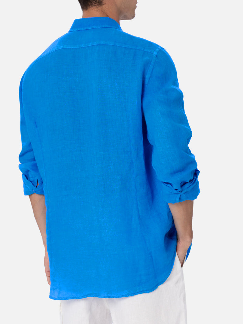 Man watercolor bluette linen shirt Pamplona