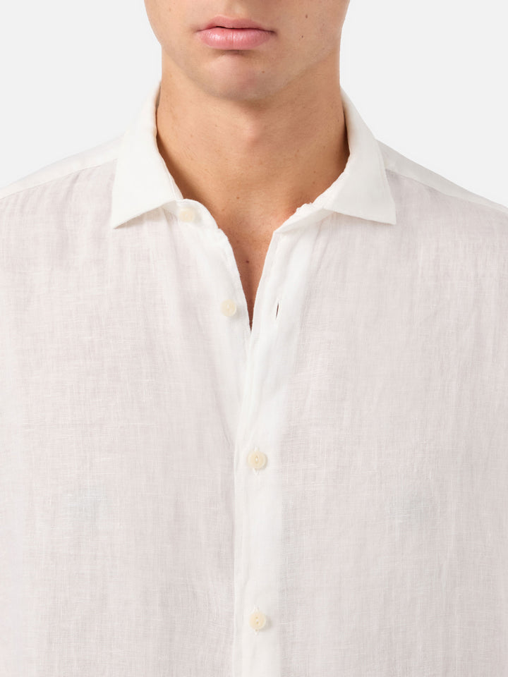 Camisa de lino Pamplona en blanco 