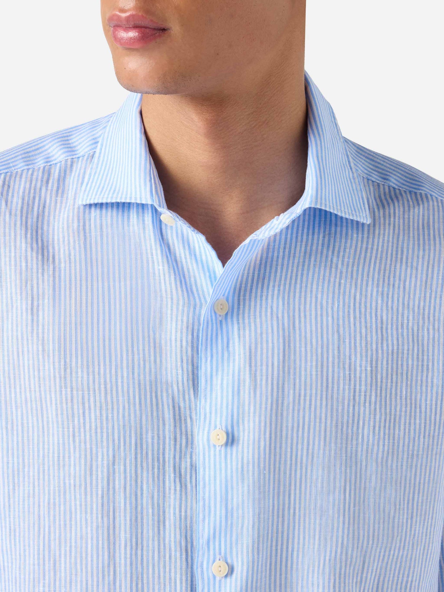 Light blue striped Pamplona shirt in linen