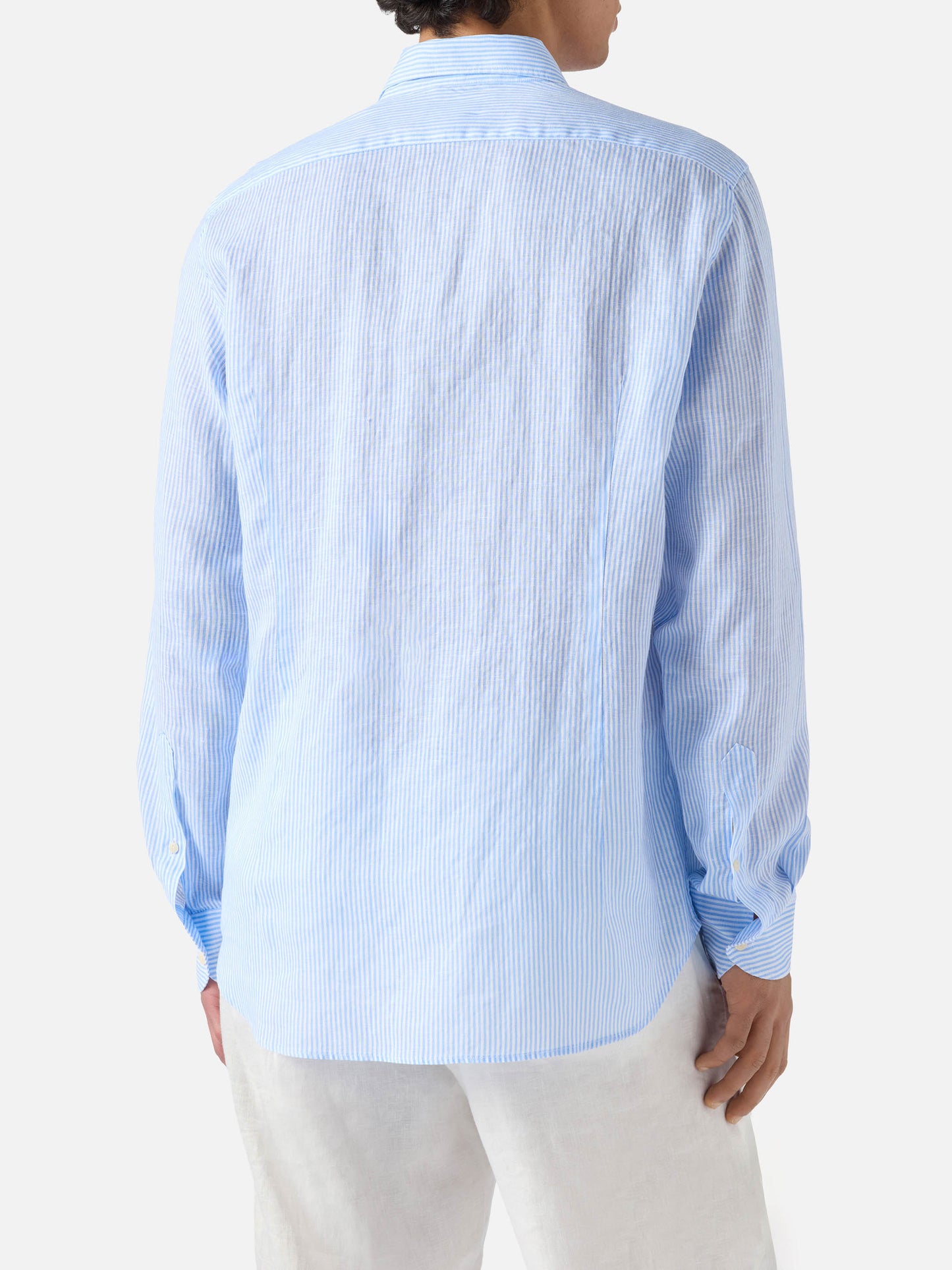 Light blue striped Pamplona shirt in linen