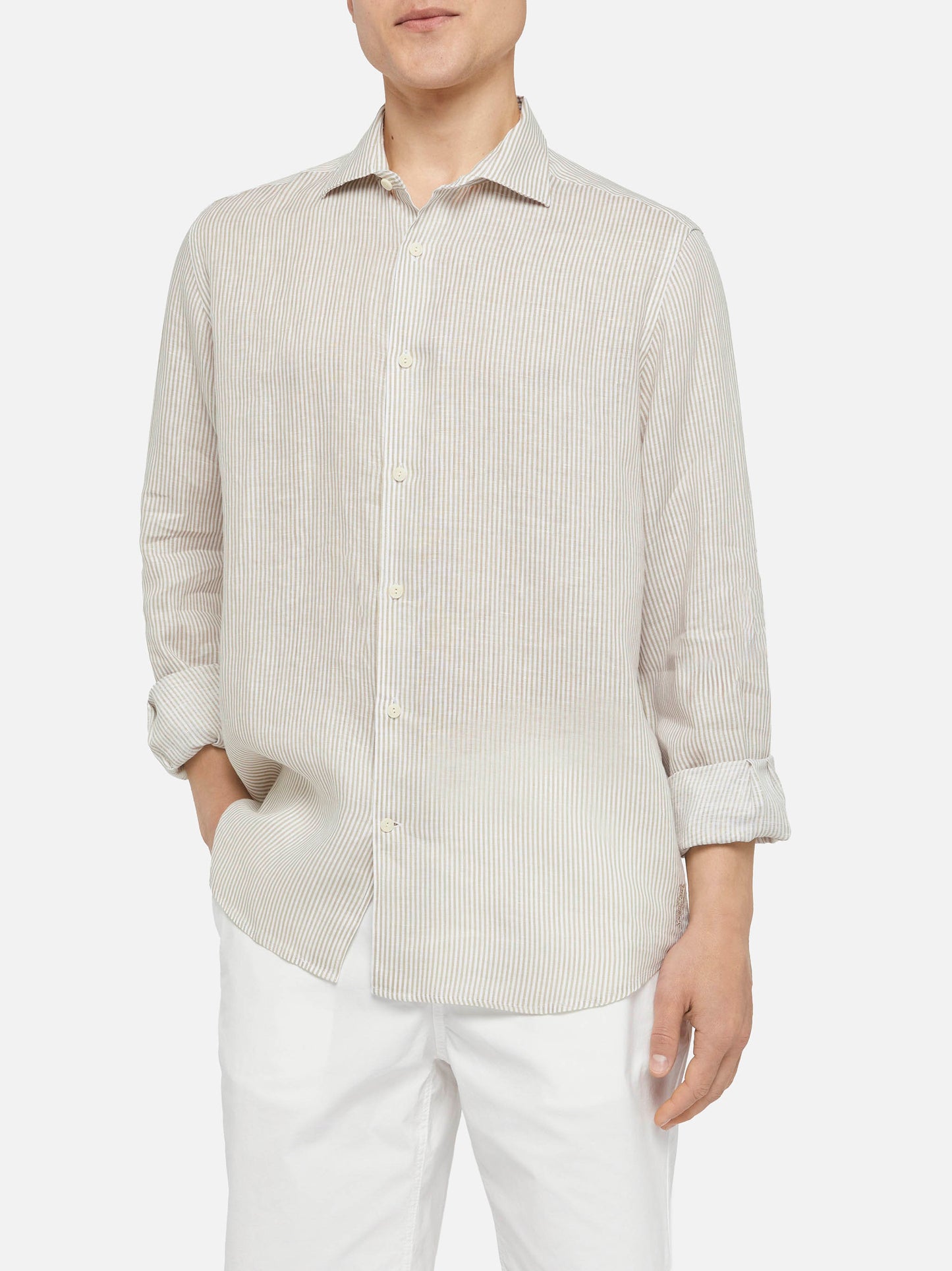 Beige striped linen shirt Pamplona