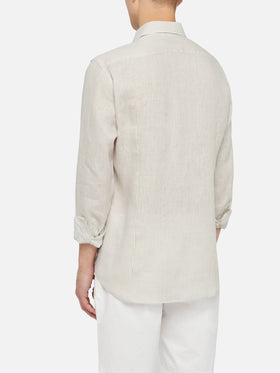 Beige striped linen shirt Pamplona