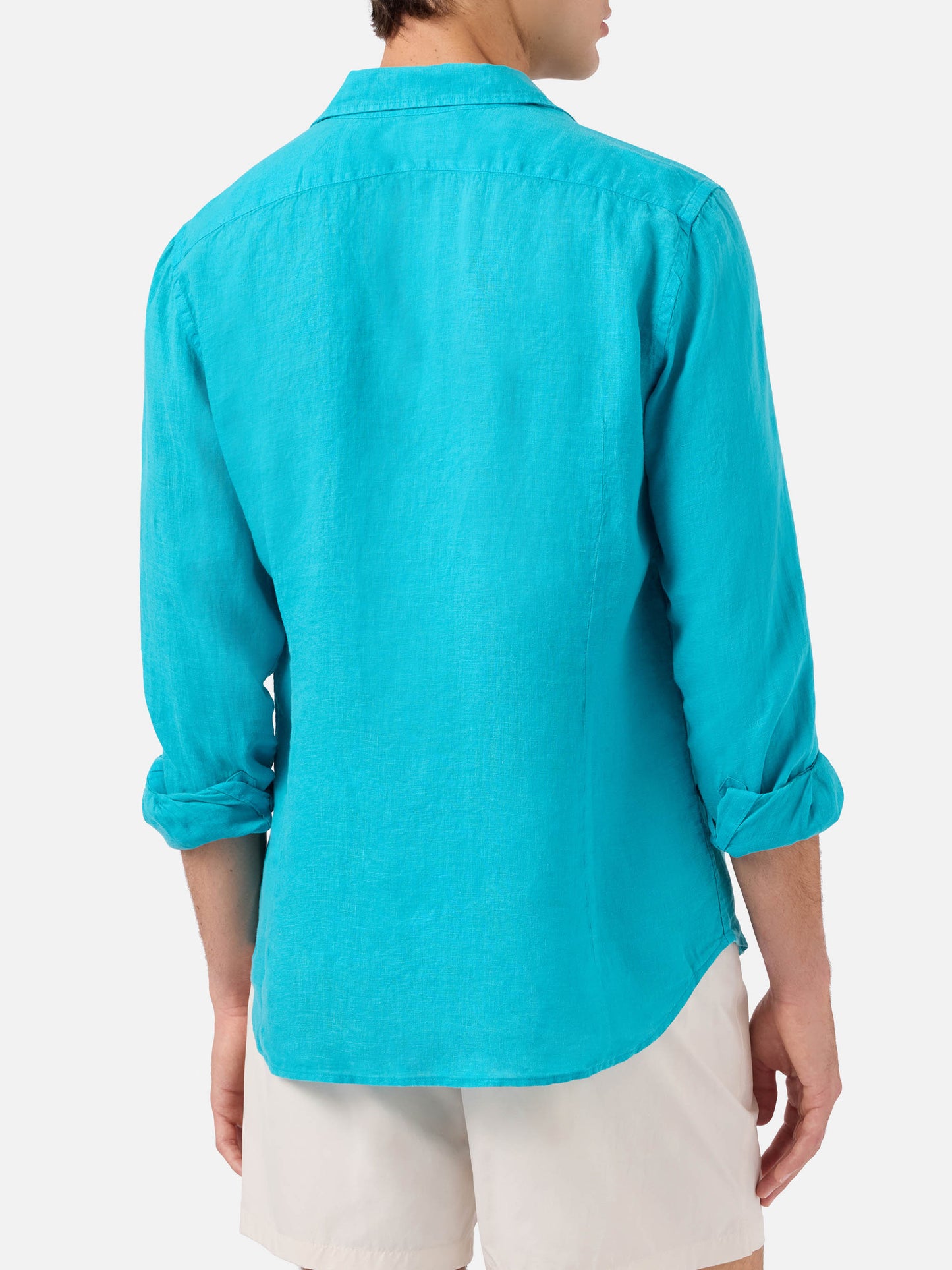 Camicia Pamplona in lino verde petrolio