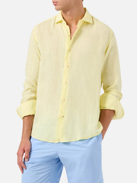 Camisa de lino Pamplona en amarillo pálido 