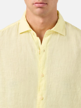 Camisa de lino Pamplona en amarillo pálido 
