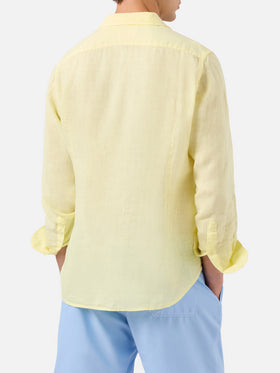 Camisa de lino Pamplona en amarillo pálido 