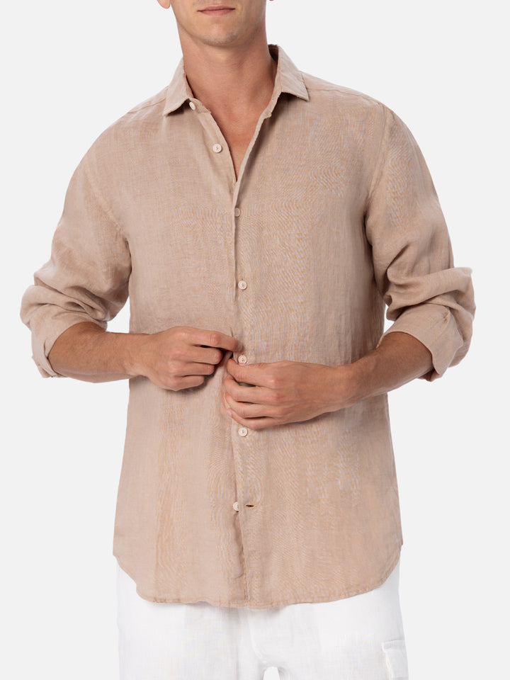 Man beige linen shirt Pamplona