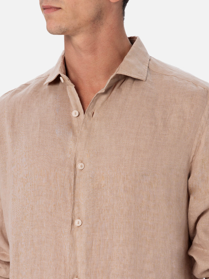 Man beige linen shirt Pamplona