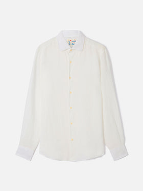 White Pamplona shirt in pure linen