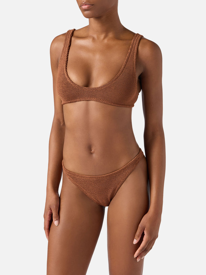 Pamy Naomi brown crinkle bikini