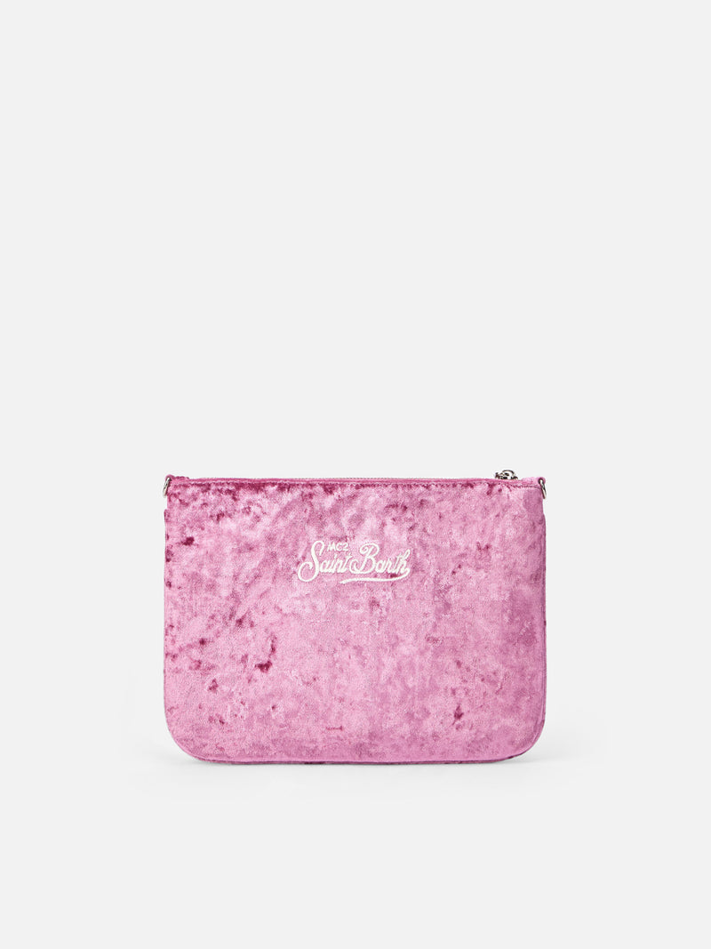 Lilac chenille Parisienne pouch with chain