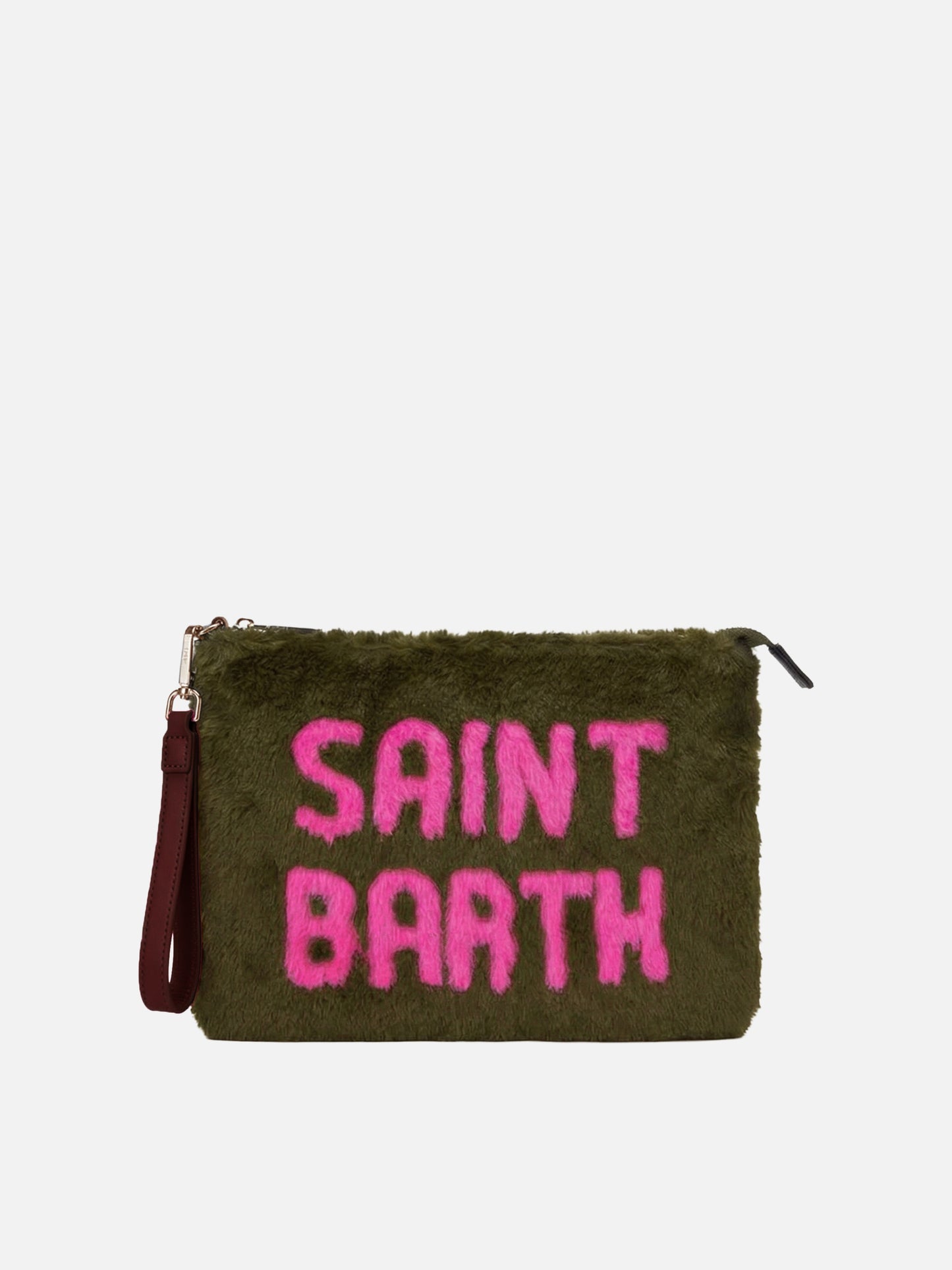 Parisienne green faux fur cross-body pouch bag