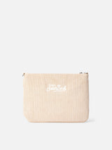 Beige corduroy Parisienne pouch with chain