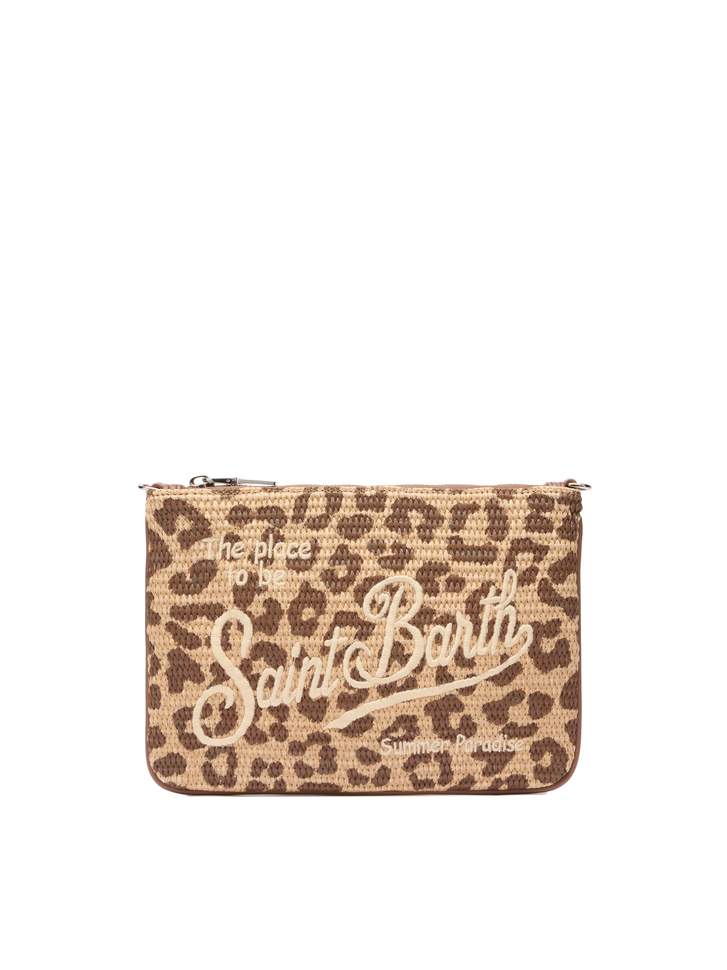 Beuteltasche „Parisienne“ in Strohoptik mit Animal-Print
