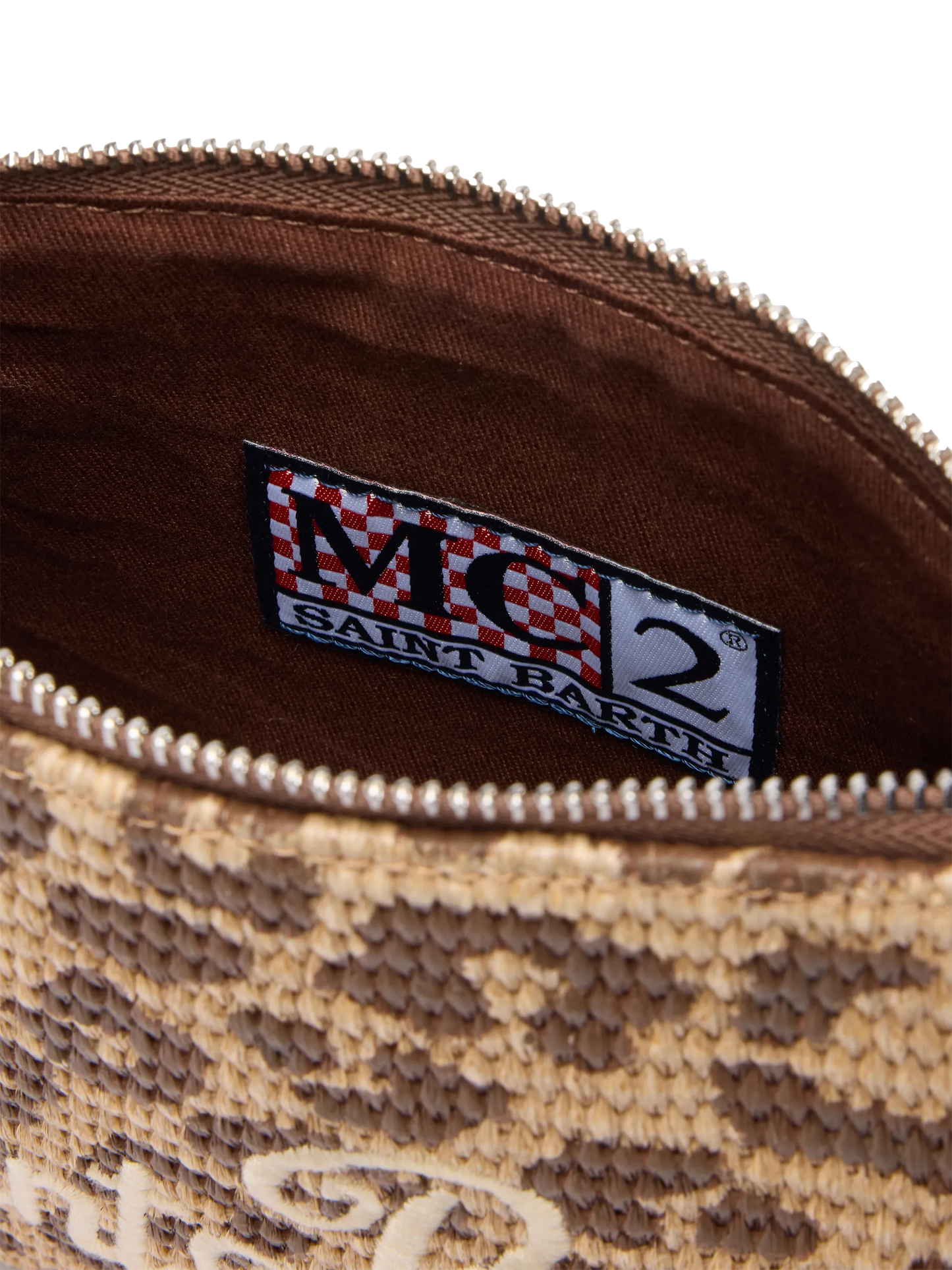 Beuteltasche „Parisienne“ in Strohoptik mit Animal-Print