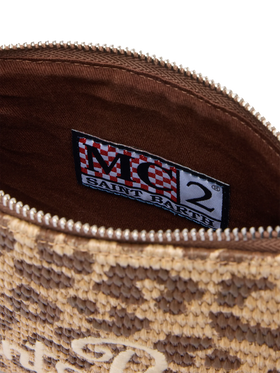Beuteltasche „Parisienne“ in Strohoptik mit Animal-Print