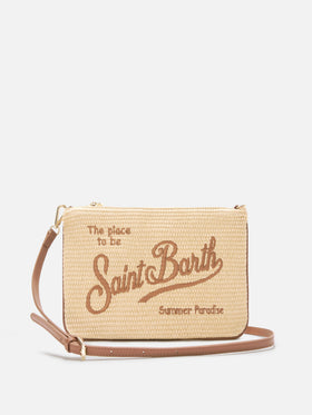 Parisienne pouch tinta unita con logo ricamato marrone e tracolla removibile