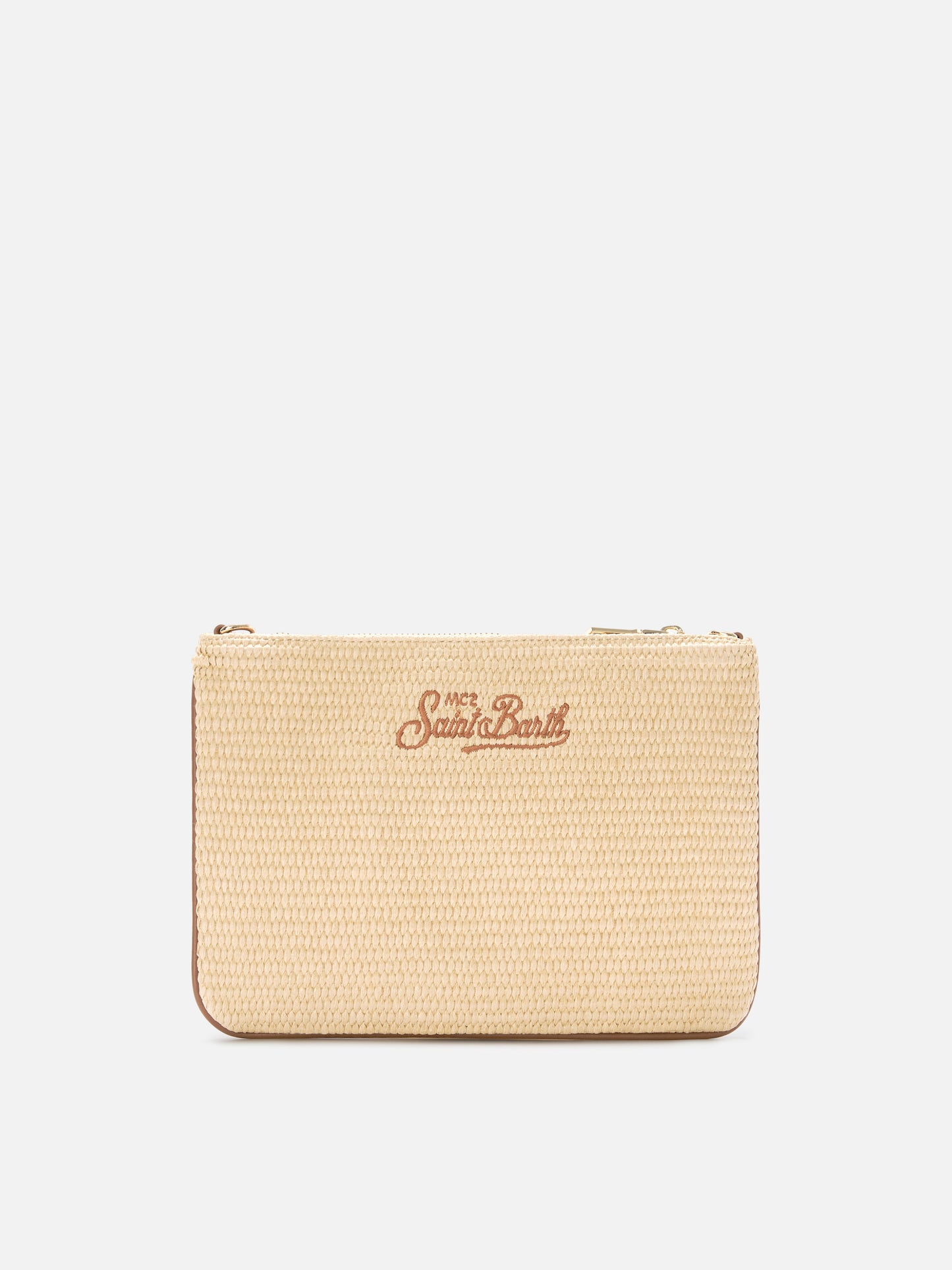 Parisienne pouch tinta unita con logo ricamato marrone e tracolla removibile