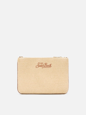 Parisienne pouch tinta unita con logo ricamato marrone e tracolla removibile