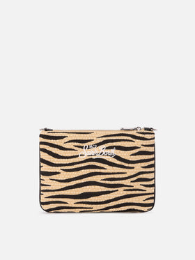 Parisienne embroidered zebra pouch  with removable strap