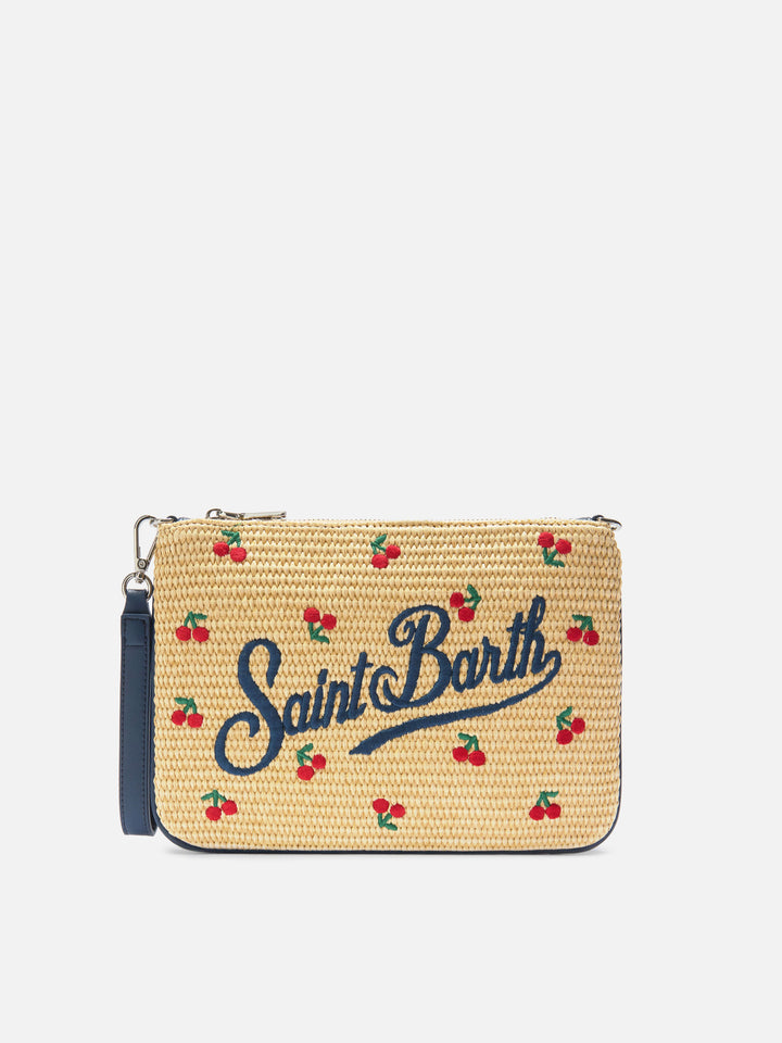 Pochette Parisienne con cerezas bordadas y correa extraíble 