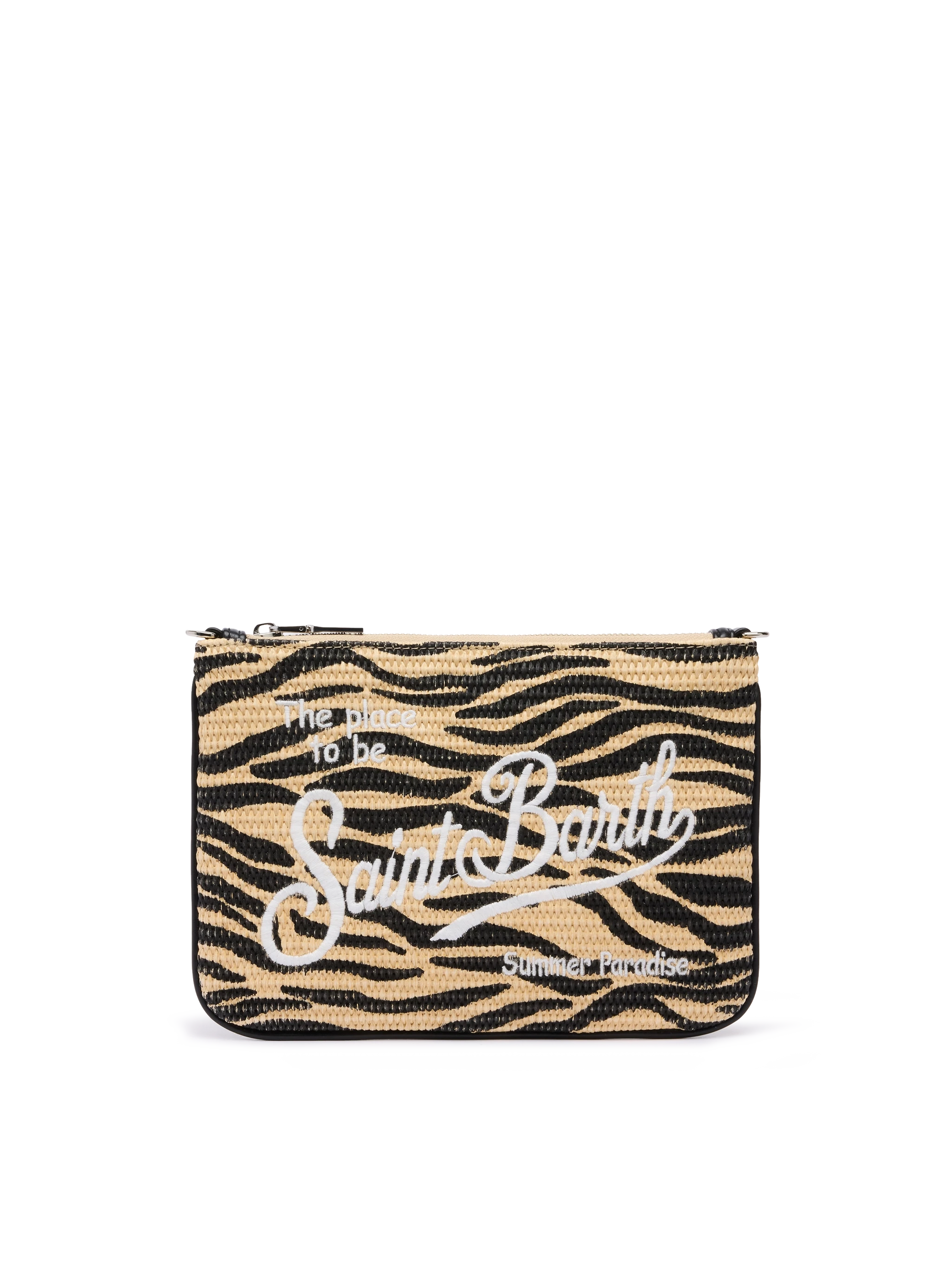 Parisienne Straw effect pouch bag with zebra print - MC2 Saint Barth