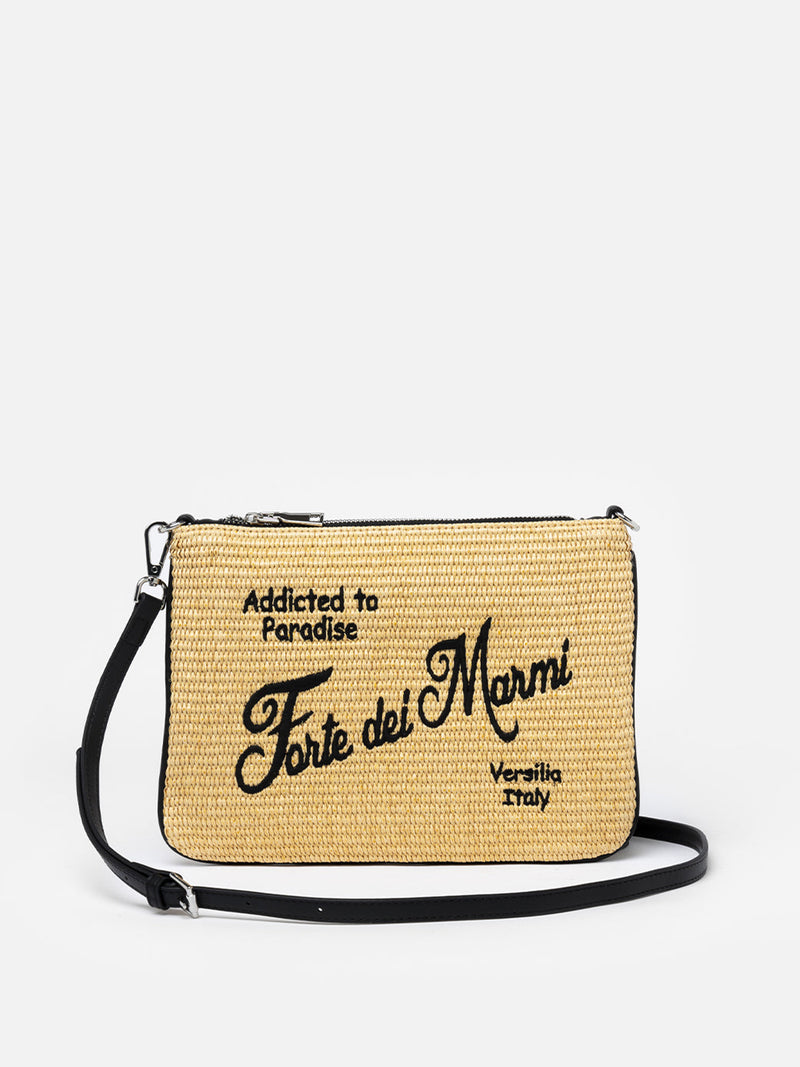 Parisienne Straw pochette with Forte dei Marmi embroidery