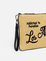 Parisienne Straw pochette with Los Angeles embroidery