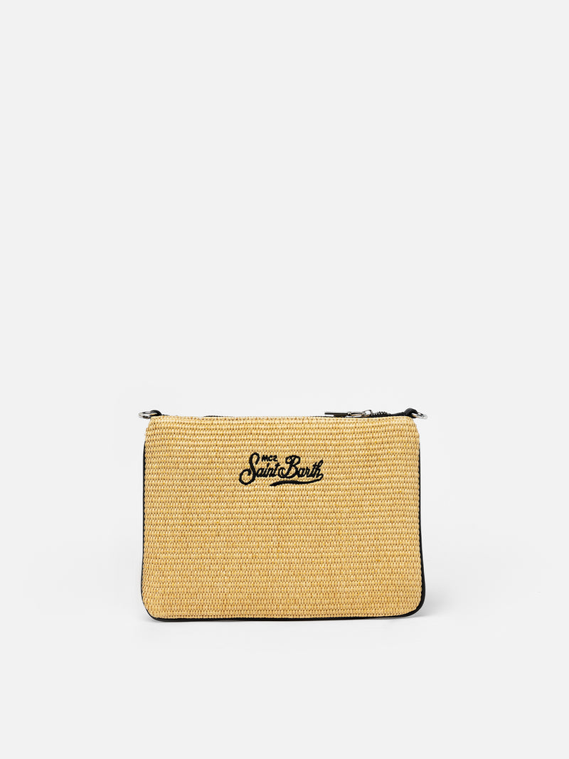 Parisienne Straw pochette with Los Angeles embroidery