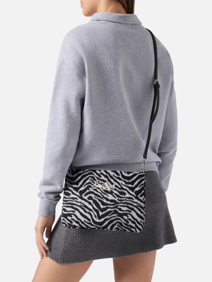 Borsa crossbody Parisienne Felt in misto lana zebrata