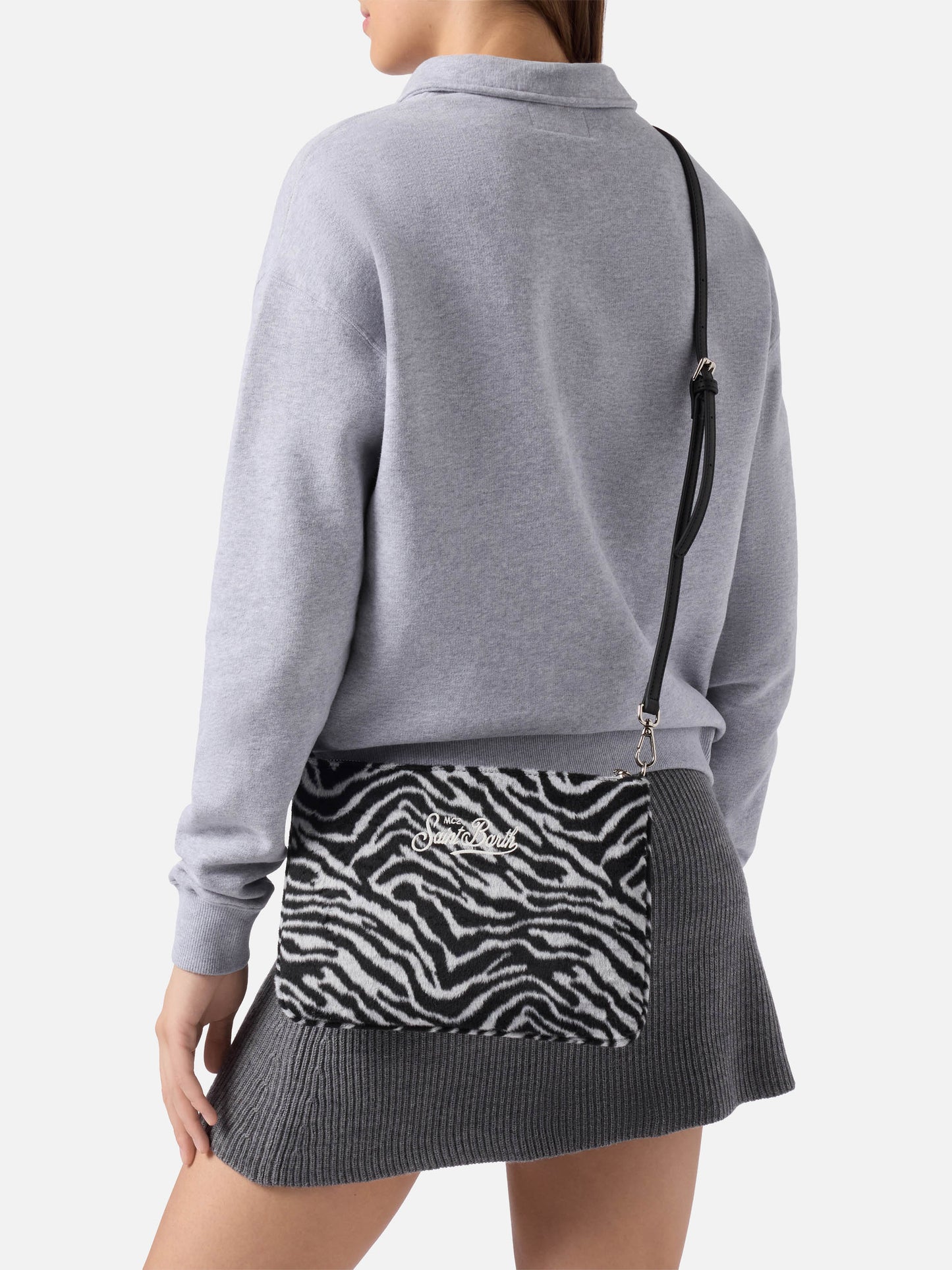 Parisienne Crossbody Bag in zebra wool blend