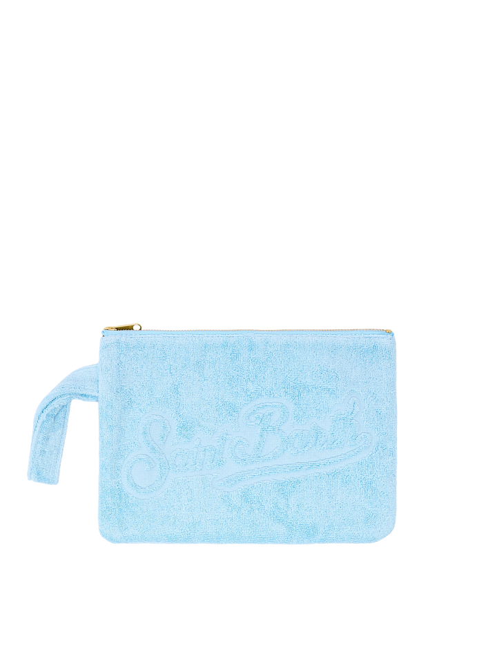 Light blue Pareasy pochette with jacquard Saint Barth logo
