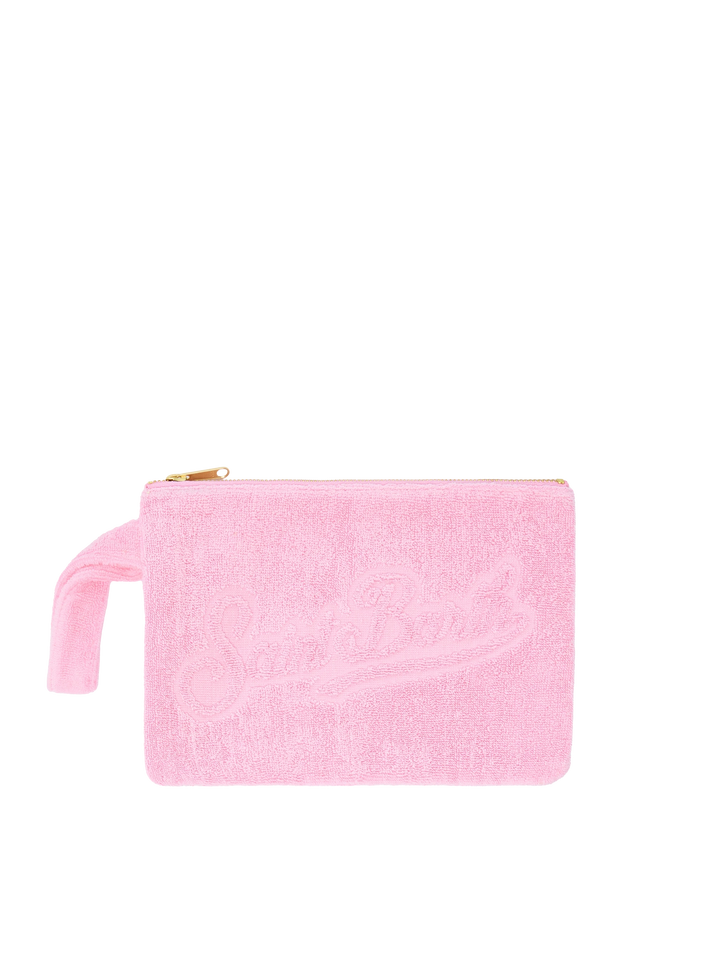 Pink Pareasy pochette with jacquard Saint Barth logo