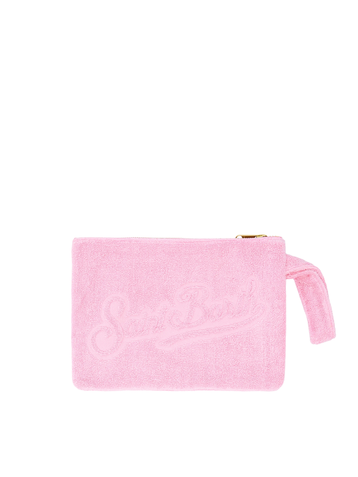 Pink Pareasy pochette with jacquard Saint Barth logo