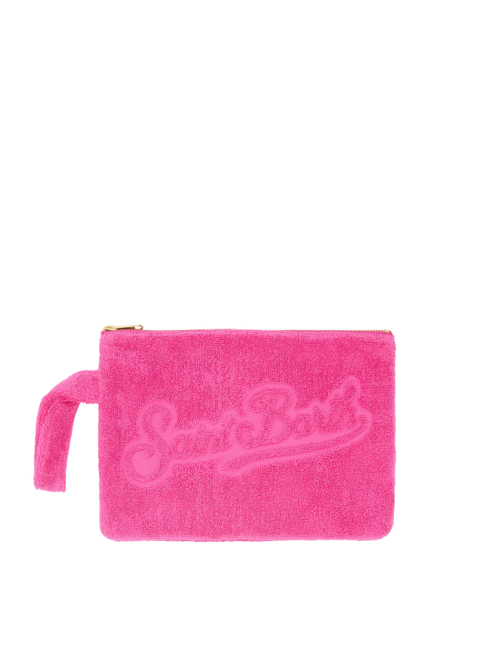 Fuchsia Pareasy pochette with jacquard Saint Barth logo