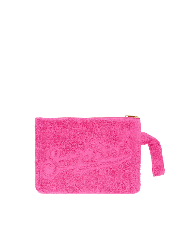 Fuchsia Pareasy pochette with jacquard Saint Barth logo