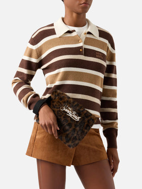 Pareasy Kunstpelz pochette mit Leopardenprint 