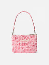 Pouch in tweed rosa Mini Parisienne con manico