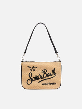 Parisienne Mini pouch effetto paglia beige