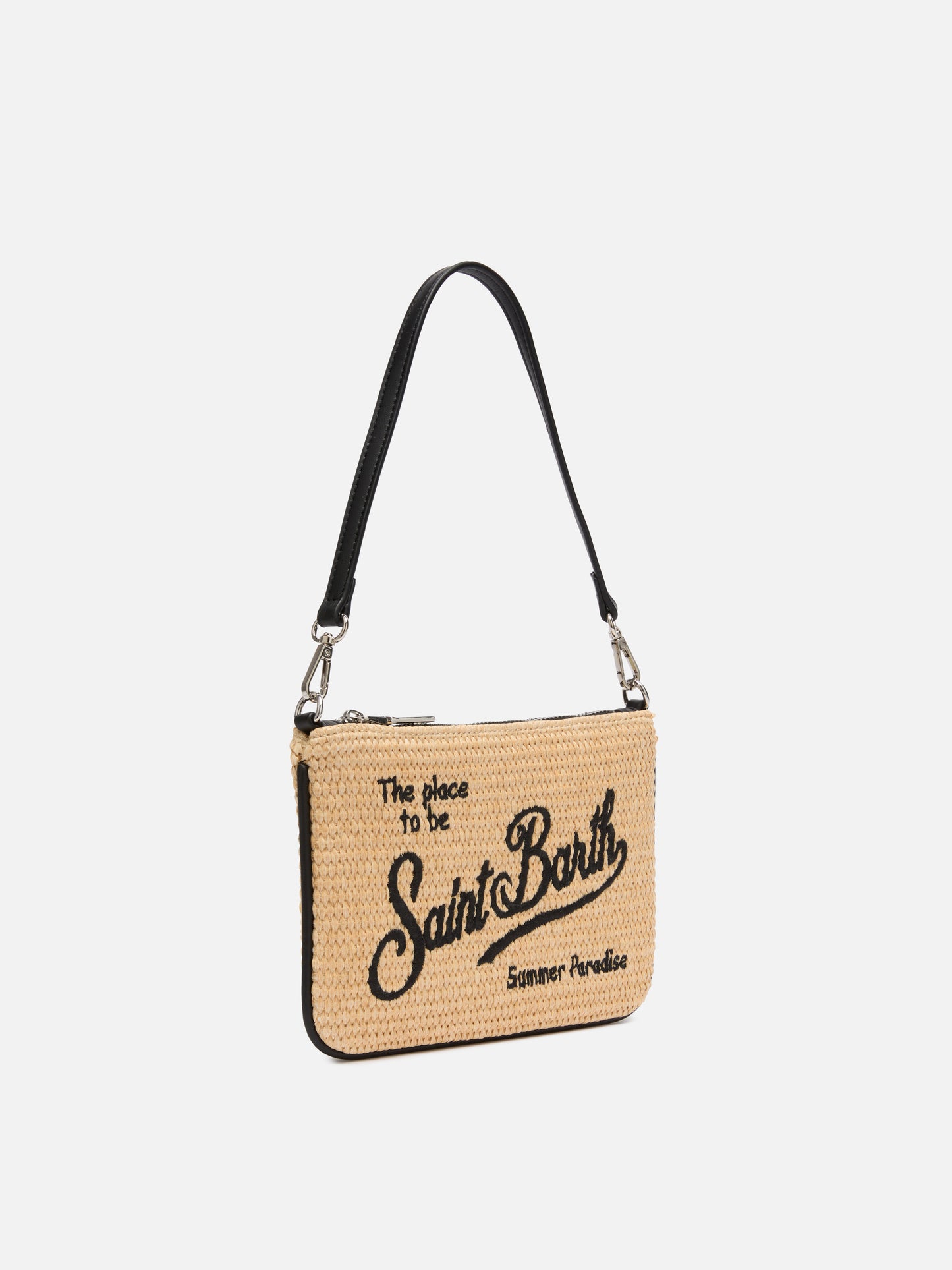 Parisienne Mini pouch effetto paglia beige