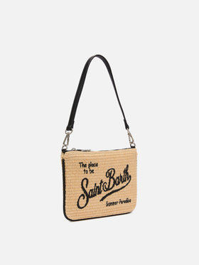 Parisienne Mini pouch effetto paglia beige
