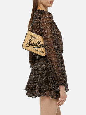 Parisienne Mini pouch effetto paglia beige