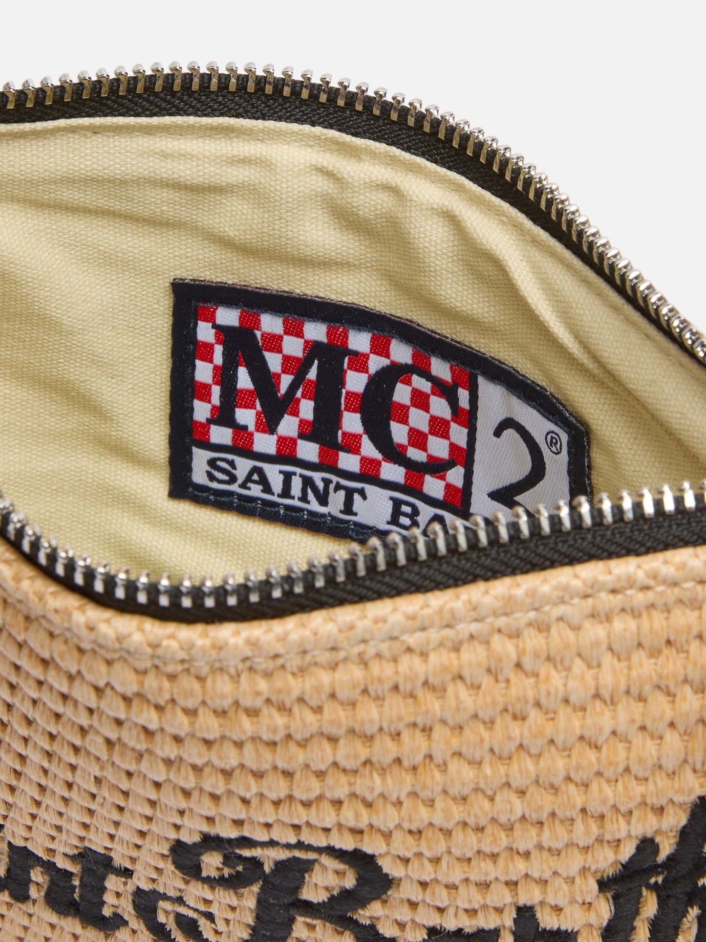 Parisienne Mini pouch effetto paglia beige
