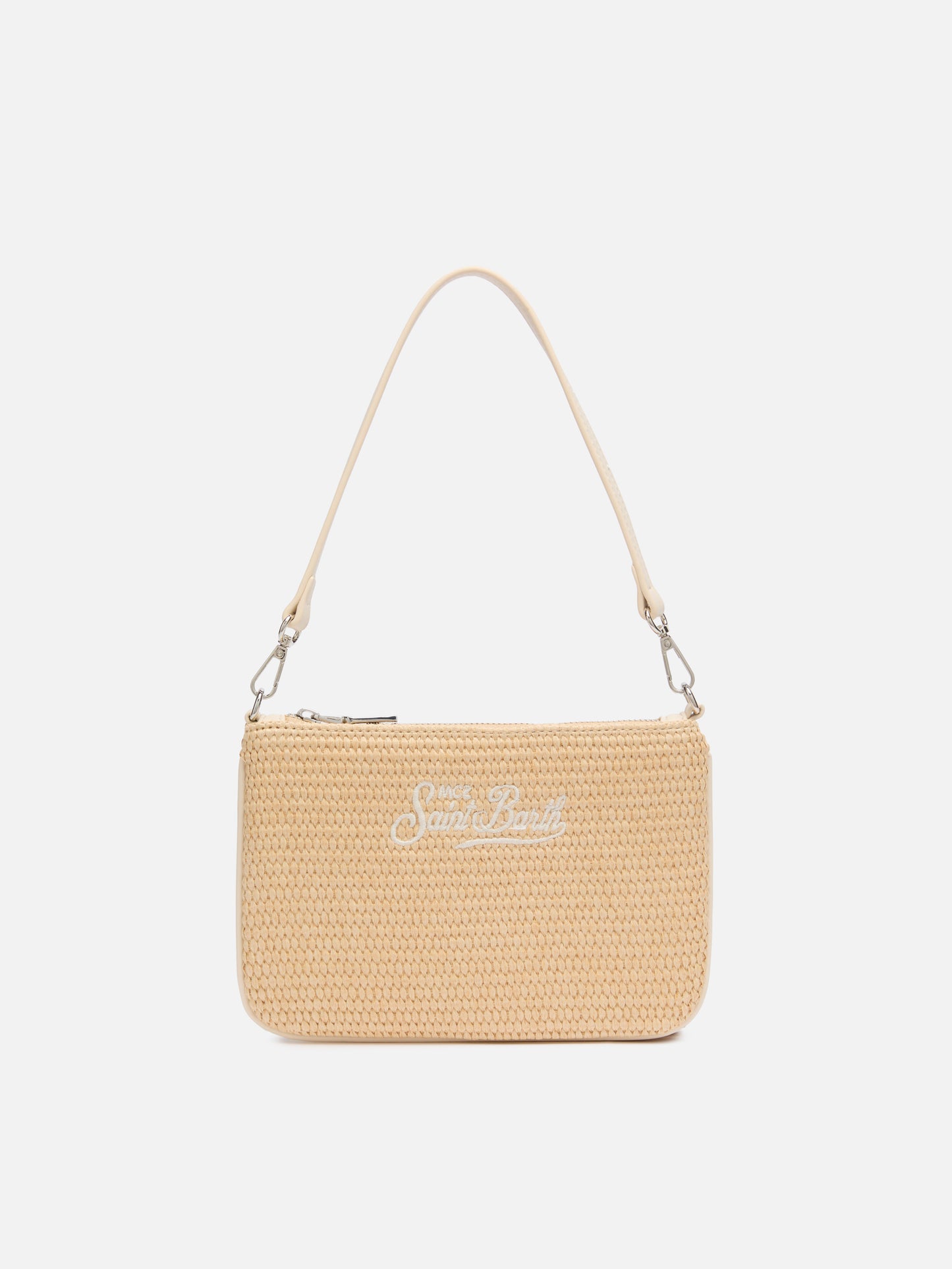 Beige Parisienne Straw mini pouch bag